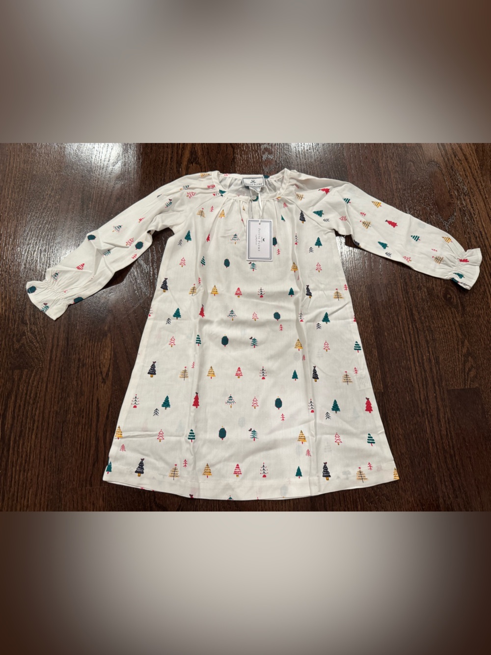 NWT Petite Plume Delphine Flame Resistant Nightgown, Merry Trees Print, Size 3
